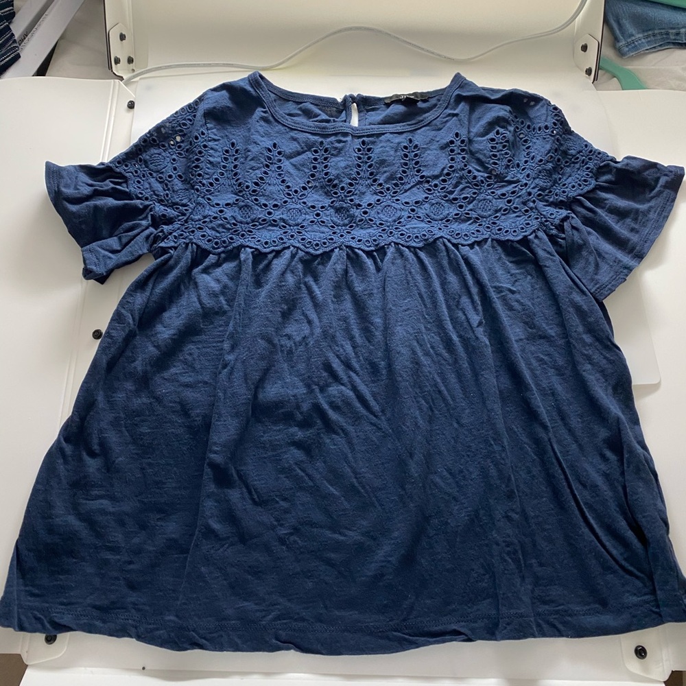 J. Crew navy croquet top blouse with flowy bottom